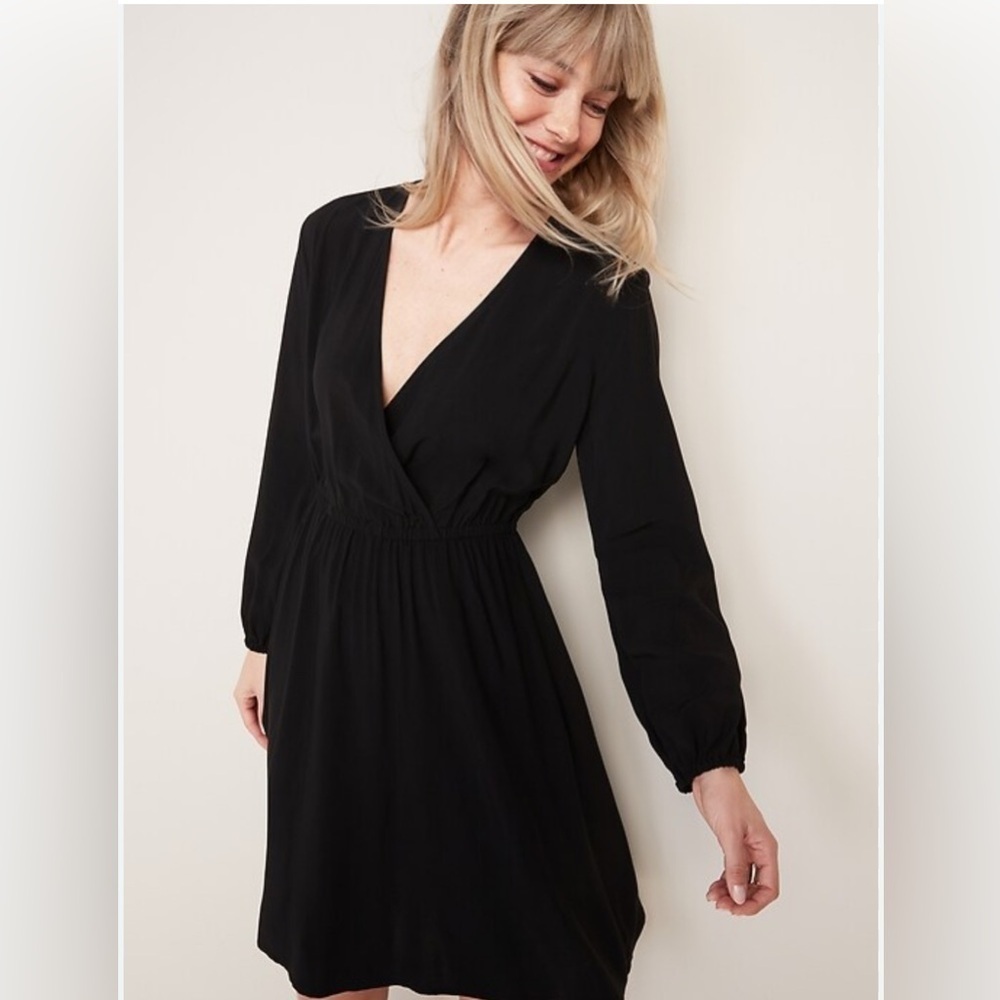 Old Navy Waist-Defined Wrap-Front Dress Size L Tall NWT goth normcore